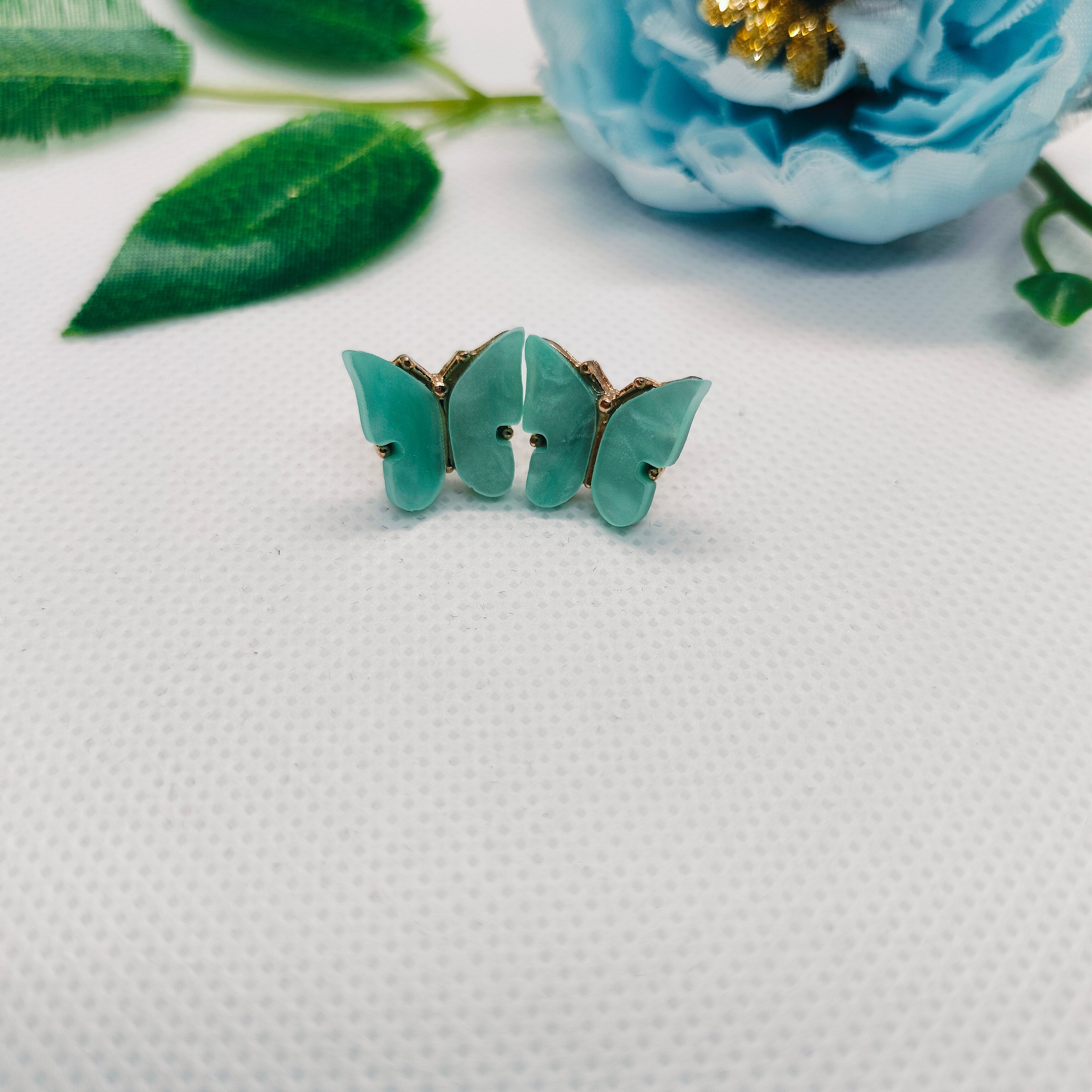 Aqua Flutter Butterfly Stud Earrings