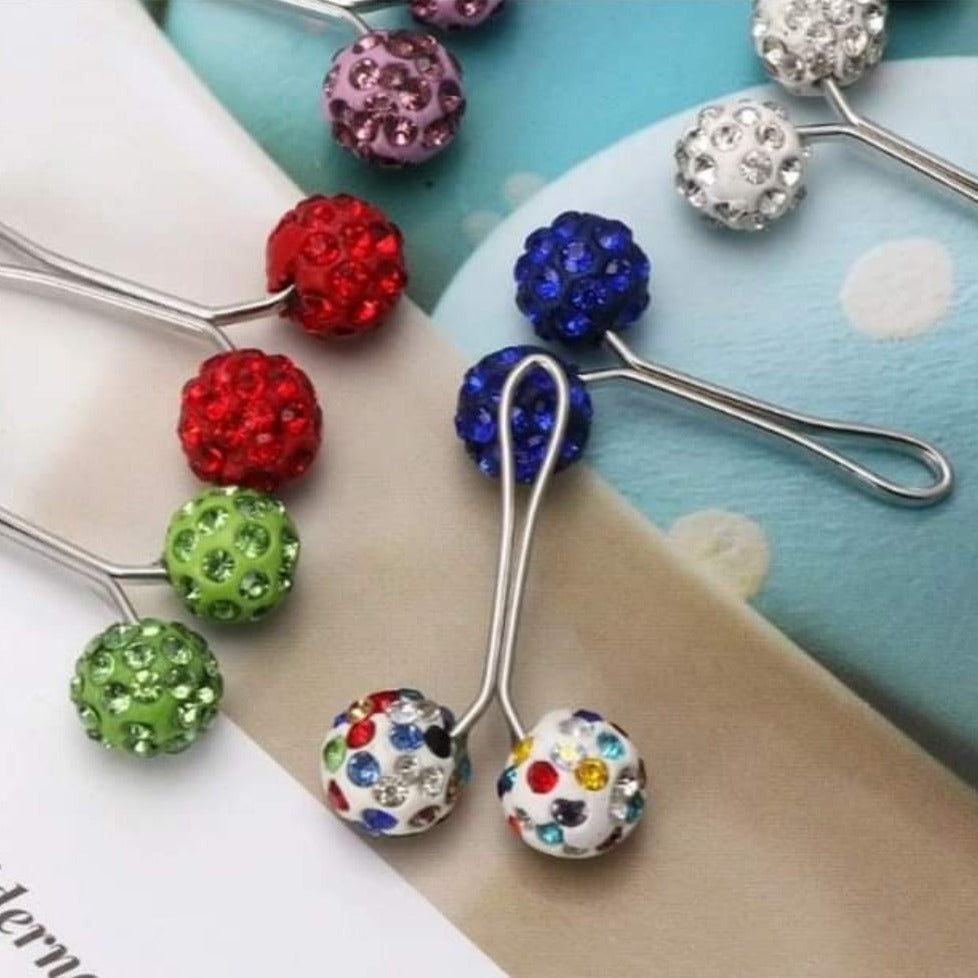 12 pcs Hijab Fancy Ball Hooks - Spectrum Jewellery