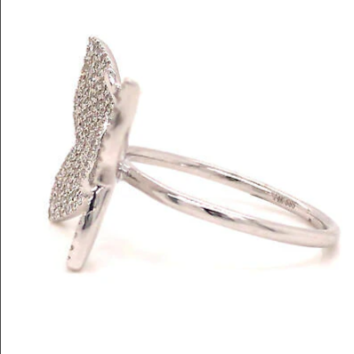 Diamond Flutter Silver Butterfly Ring